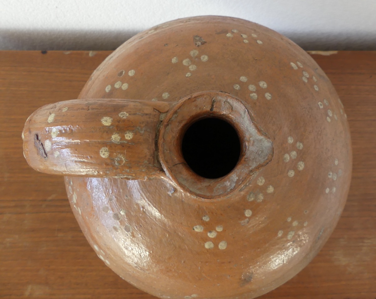 Water Jug, Glazed Earthenware Orjol, 19th Century-photo-3
