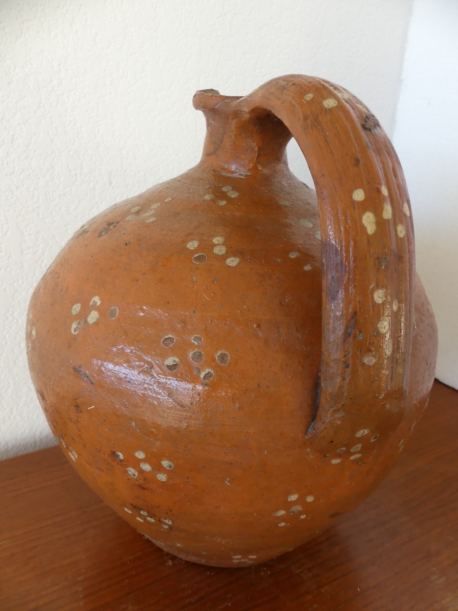 Water Jug, Glazed Earthenware Orjol, 19th Century-photo-2