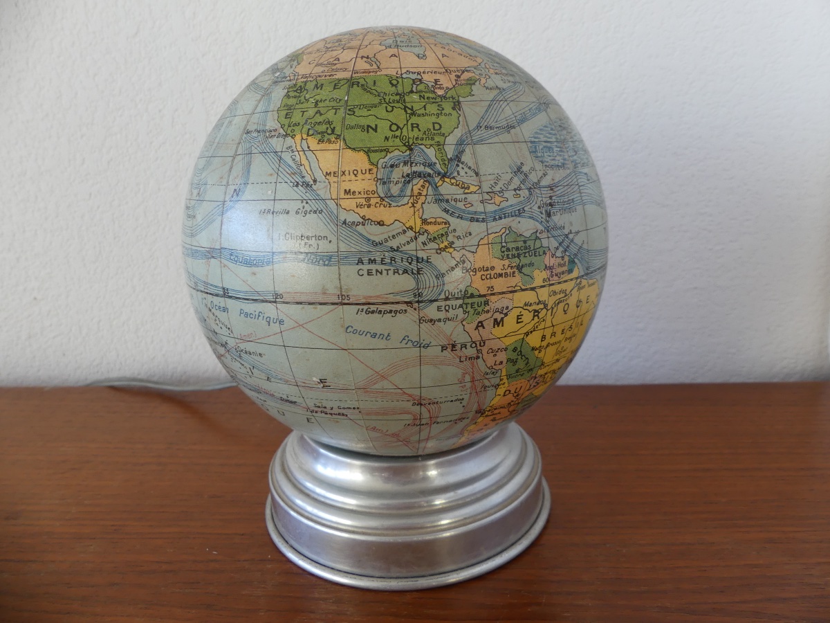 Small Nightlight, Lamp, Globe, And Map Of Tarride, Circa 1940.-photo-3