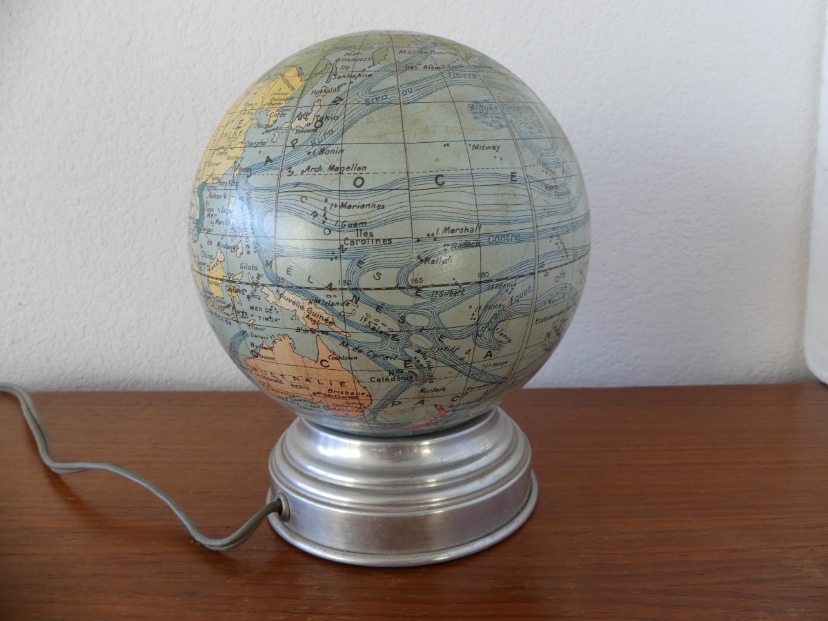 Small Nightlight, Lamp, Globe, And Map Of Tarride, Circa 1940.-photo-4