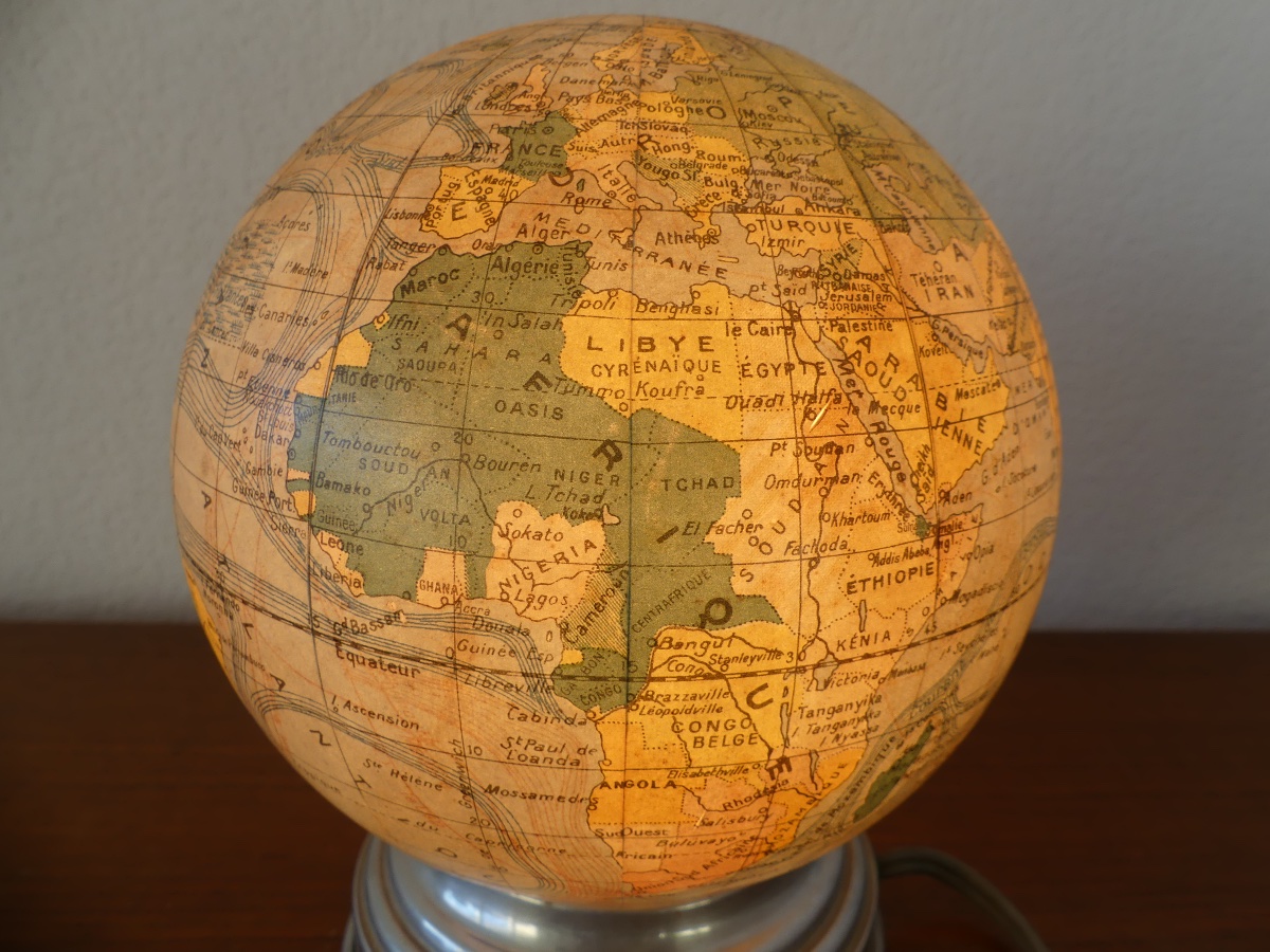 Small Nightlight, Lamp, Globe, And Map Of Tarride, Circa 1940.-photo-6