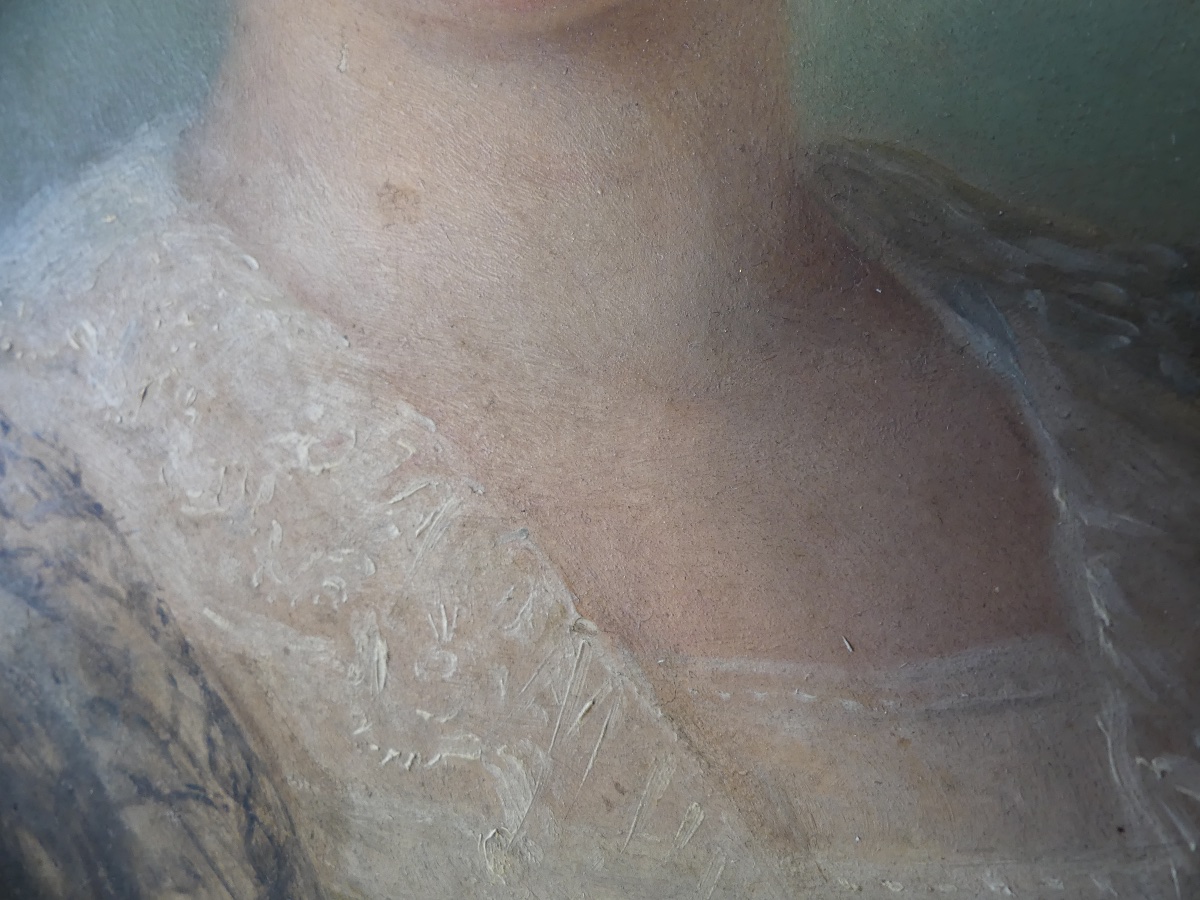 Portrait Of A Young Woman, Signed N.l. 1855, 19th Century-photo-2