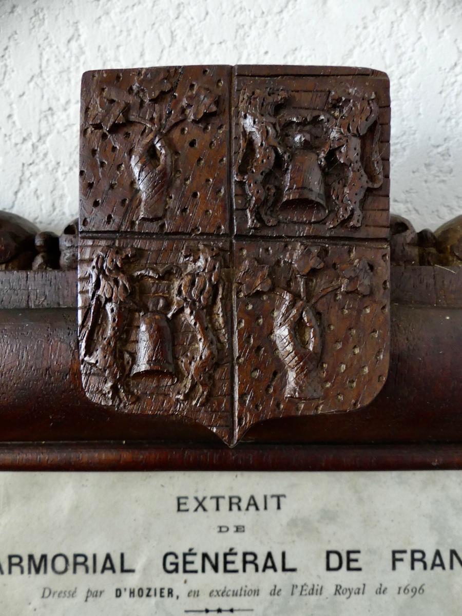 Excerpt From The Coat Of Arms Register, The Barthe Family Of Toulouse, Single-wood Frame, 19th Century-photo-2