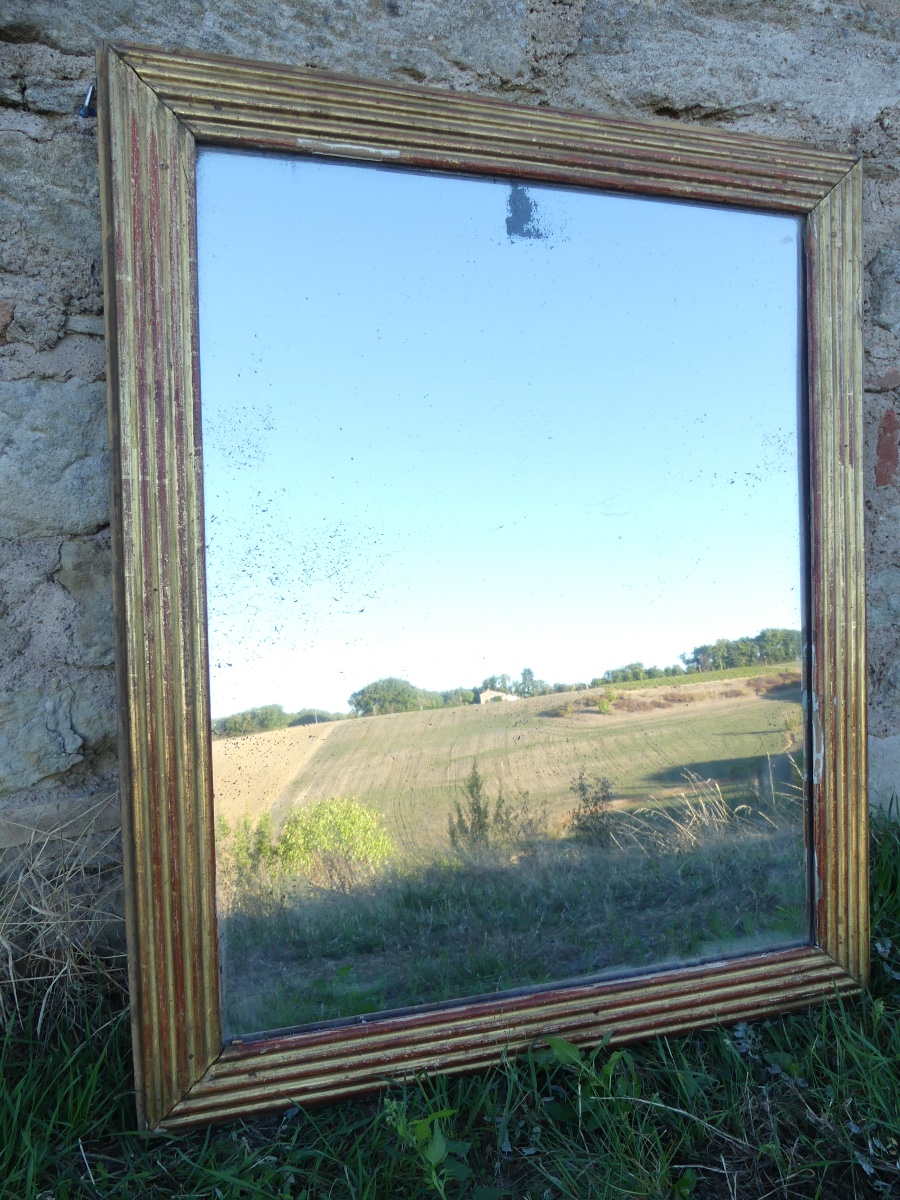 Louis XVI-style Gilded Wooden Mirror / Late 18th Century