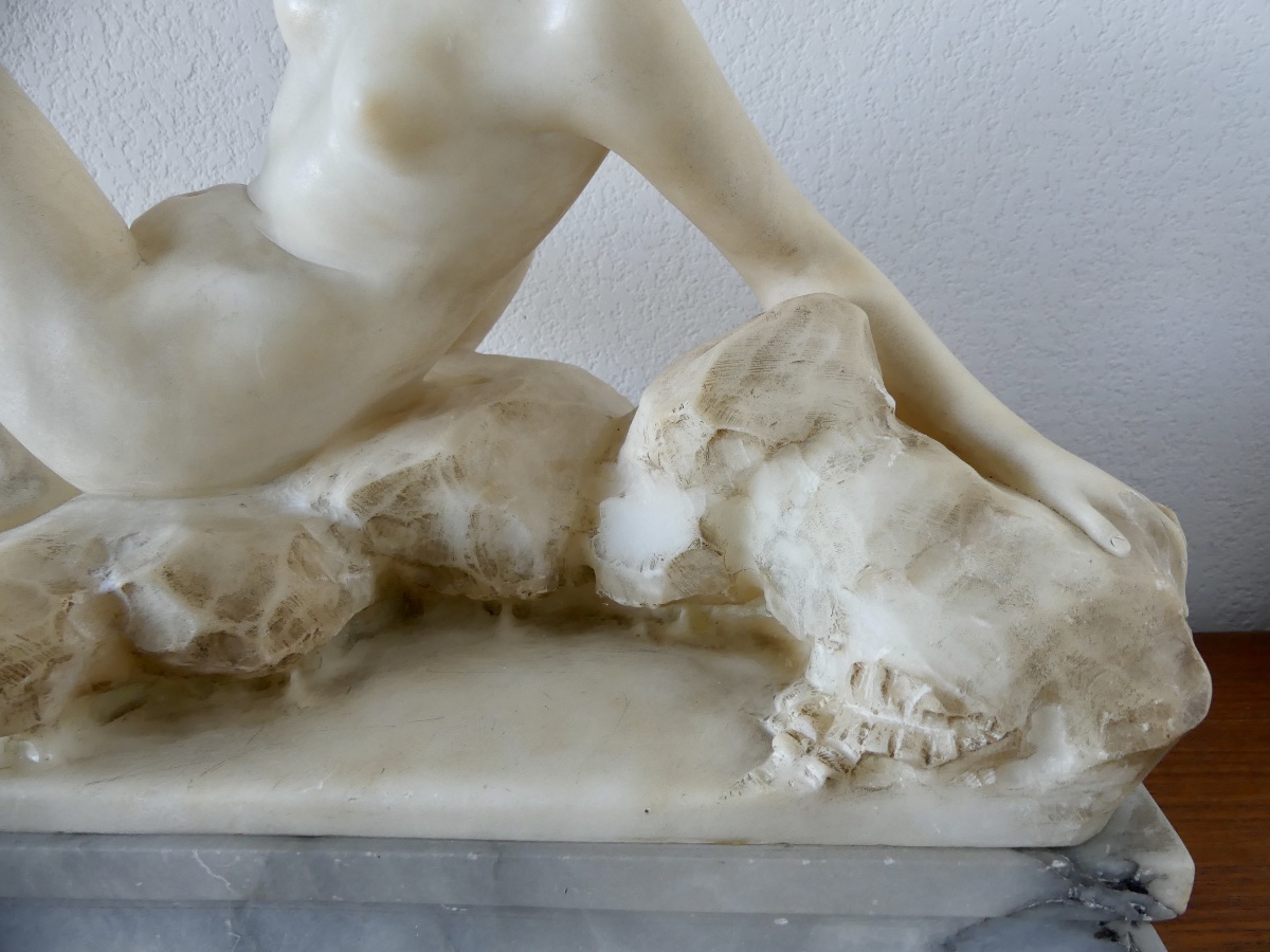 Alabaster Sculpture Of A Young Woman, Circa 1920. -photo-1