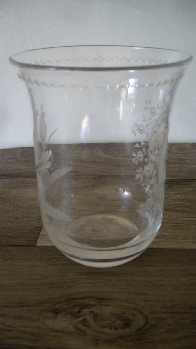  Gobelet En Cristal Taillé De Mariés, attributs militaires, Milieu XIX°.-photo-2
