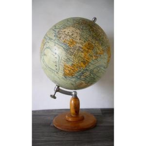 Globe Terrestre, Mappemonde Par J. Forest Début XXème