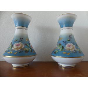 Paire vases opaline, milieu XIX ème.