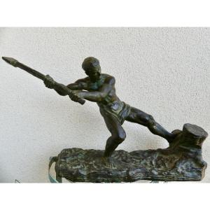 Sculpture en bronze  «  L’épreuve de force » , Alexandre OULINE, art deco.