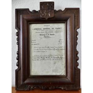 Excerpt From The Coat Of Arms Register, The Barthe Family Of Toulouse, Single-wood Frame, 19th Century