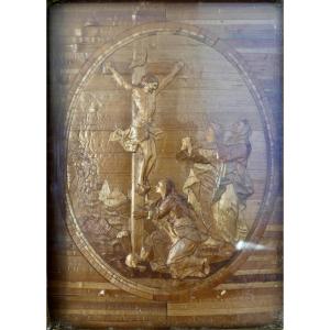 Embossed Straw Marquetry, “descent From The Cross,” 18th Century.