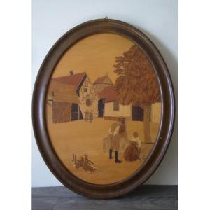 Marquetry By Charles Spindler, Animated Alsatian Village.