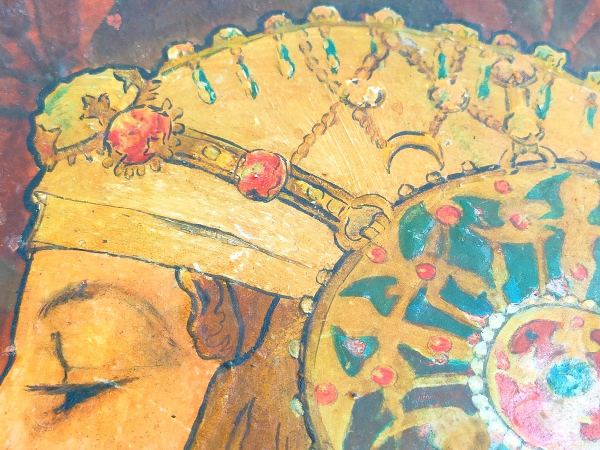 Alfons Mucha : Exceptionnel Plat Décoratif En Terre Cuite "portrait Byzantin" -photo-5