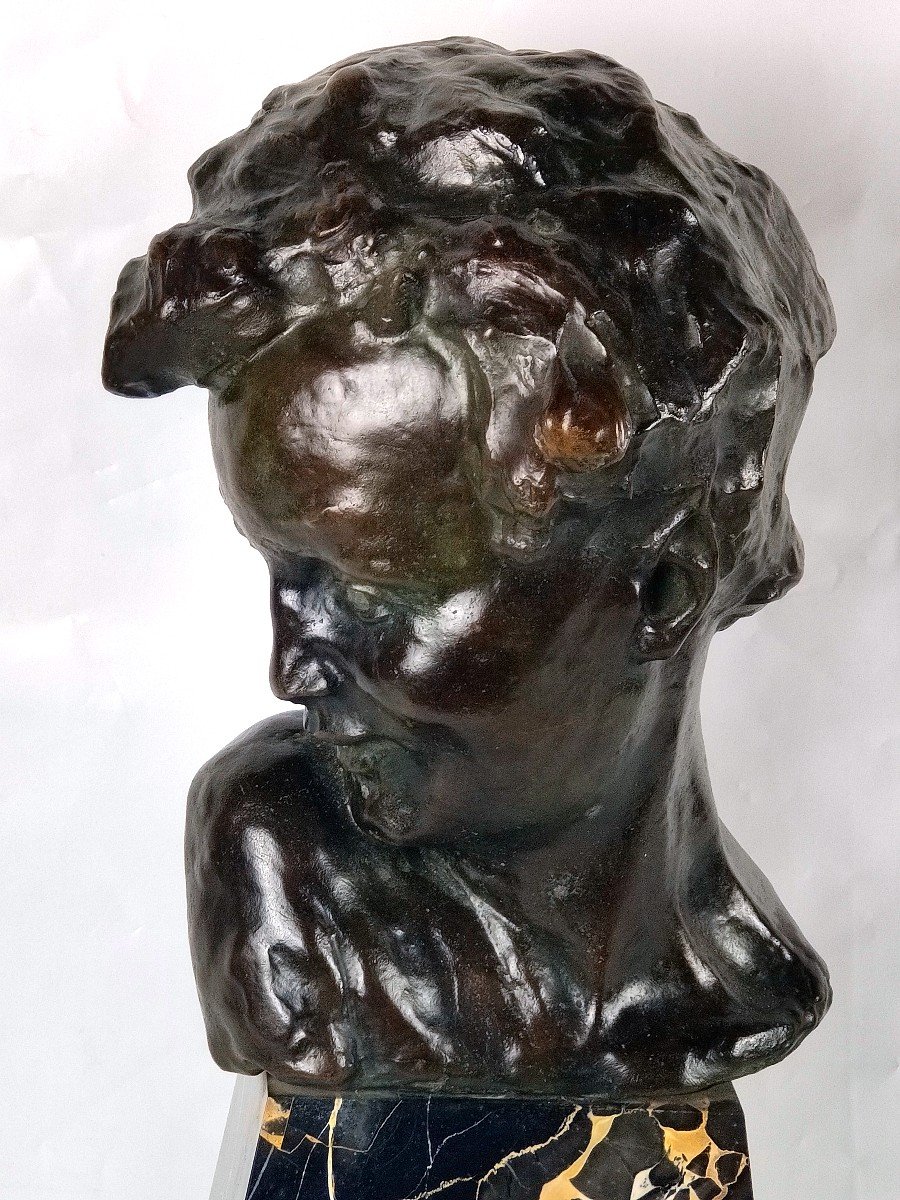Buste d'Enfant Signé Victor Demanet (1895-1964) Art Déco-photo-1
