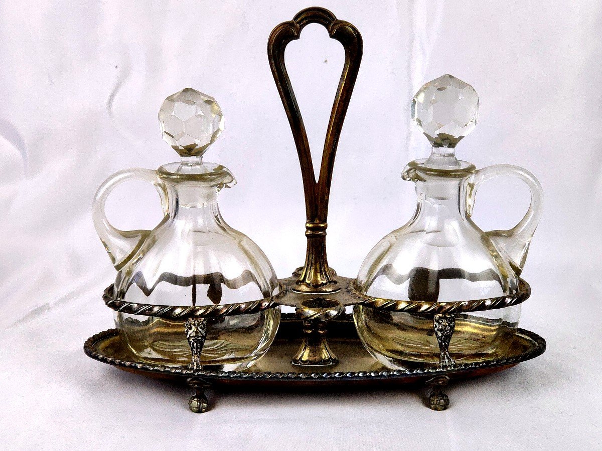 Oil/vinegar Pot In Silver Metal-photo-3