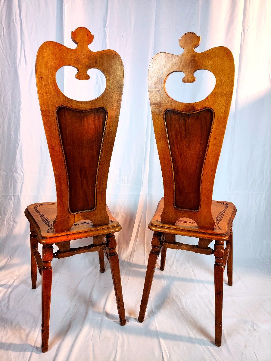 2 Chaises Emile Gallé (vers 1880-1890)-photo-4