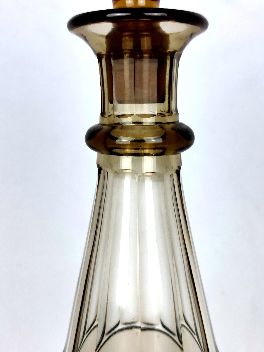 Art Deco Carafe In Smoked Glass-photo-4