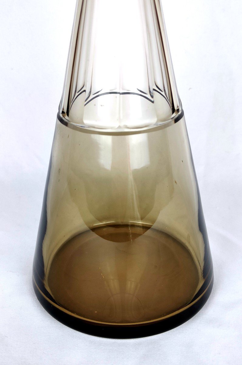 Art Deco Carafe In Smoked Glass-photo-1