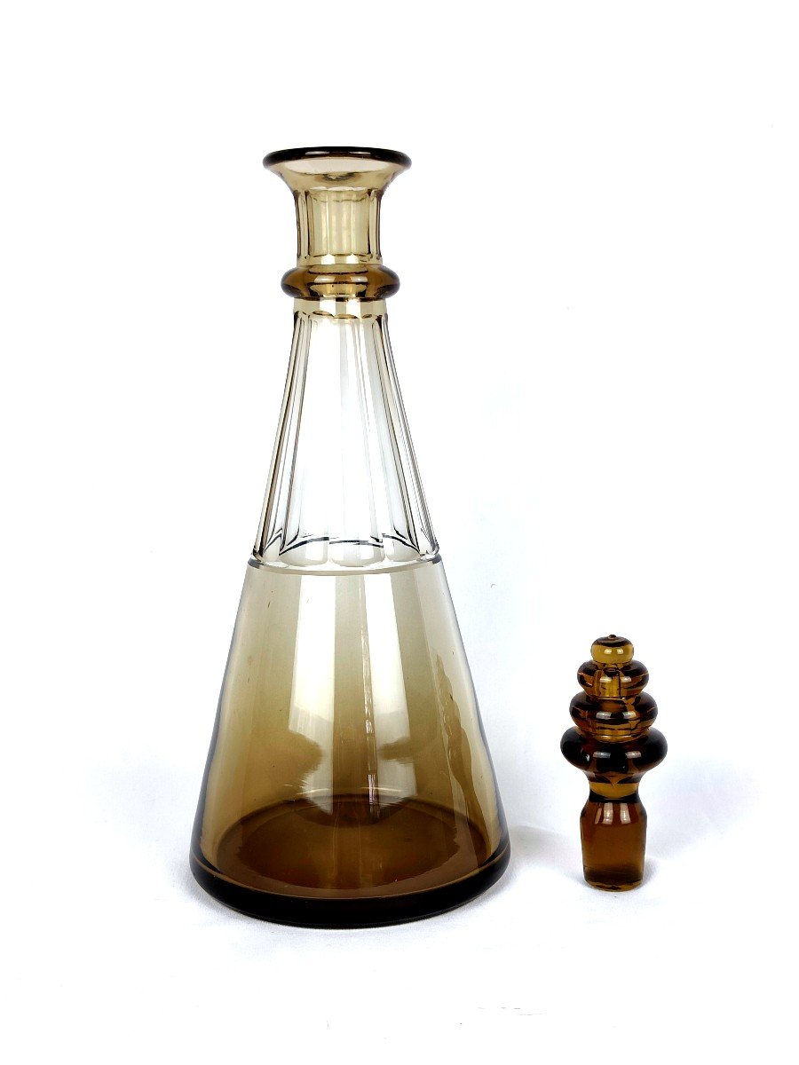 Art Deco Carafe In Smoked Glass-photo-3