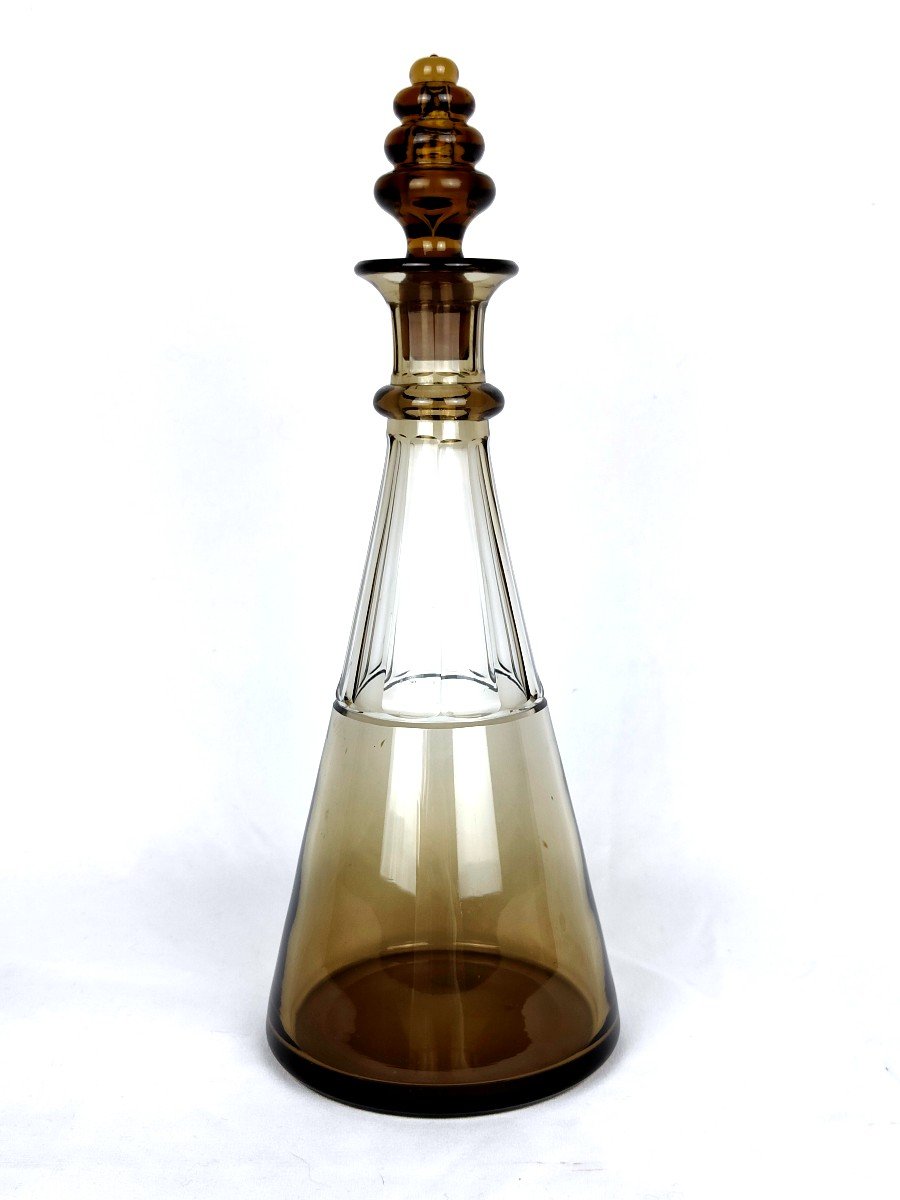 Art Deco Carafe In Smoked Glass