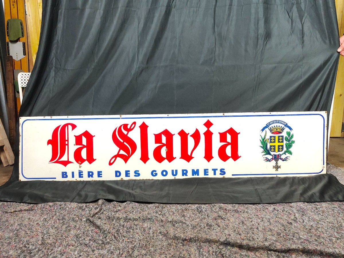 Large Slavia Beers Enameled Plate-photo-2