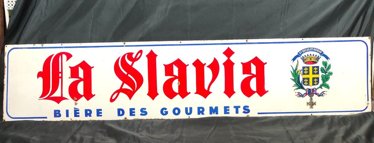 Large Slavia Beers Enameled Plate