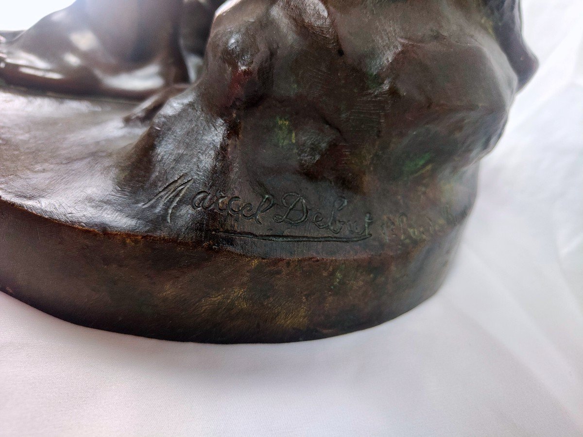Imposing Bronze: Hallali By Marcel Debut (1865-1933)-photo-4