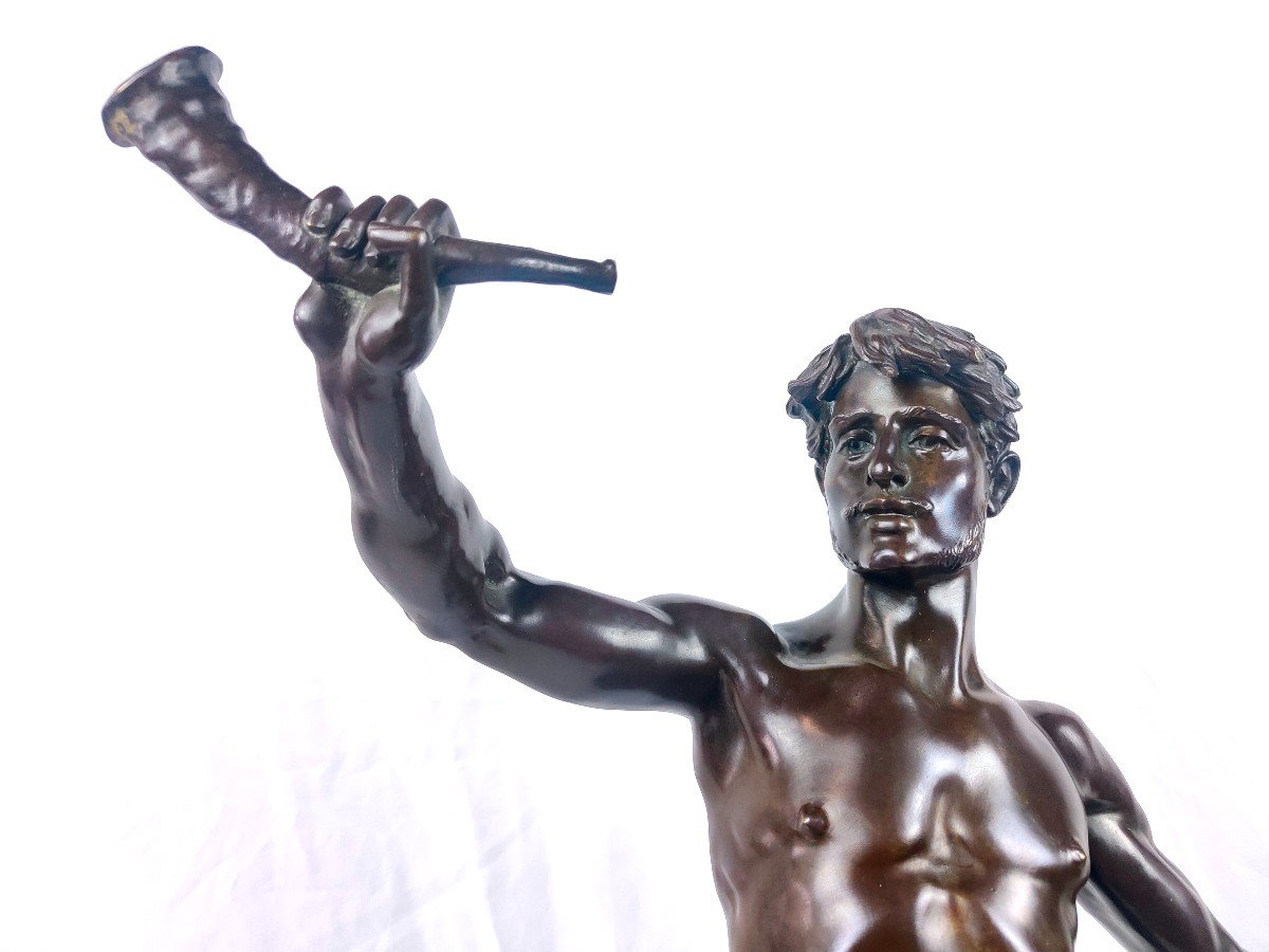 Imposing Bronze: Hallali By Marcel Debut (1865-1933)-photo-1
