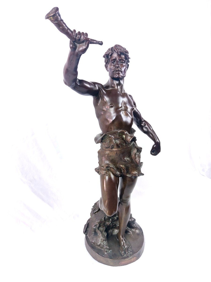 Imposing Bronze: Hallali By Marcel Debut (1865-1933)-photo-4