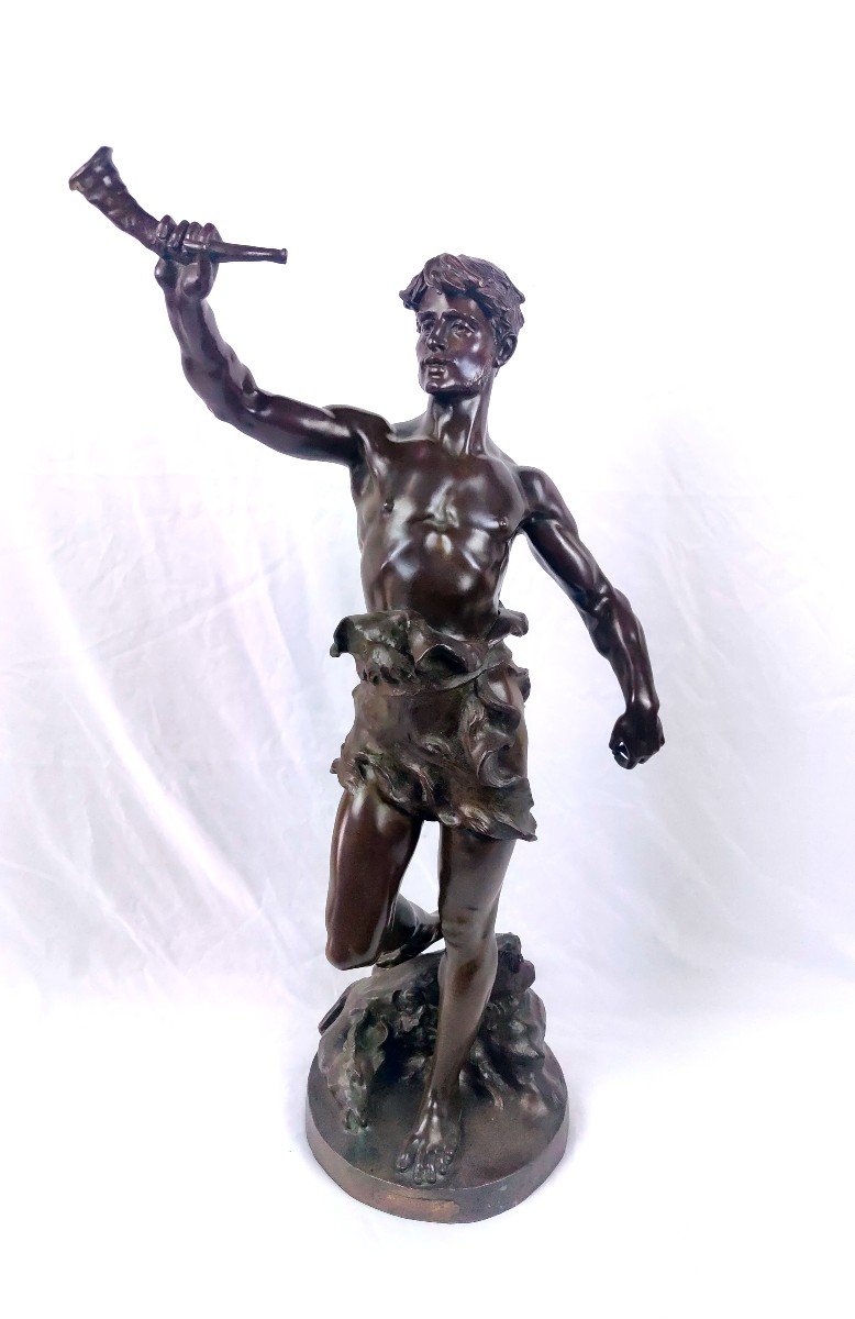 Imposing Bronze: Hallali By Marcel Debut (1865-1933)