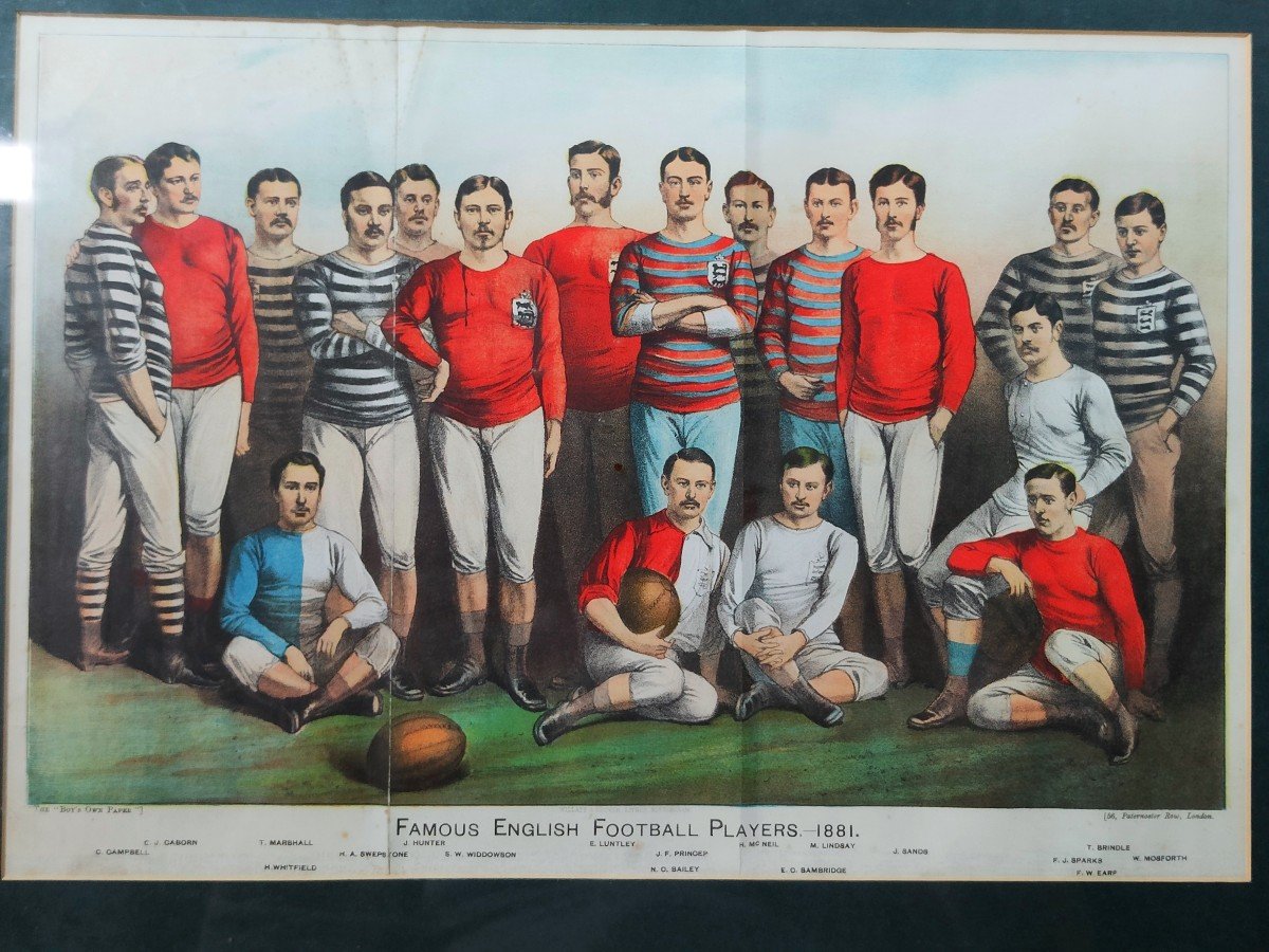 Lithographie Anglaise : Football 1881 !-photo-1