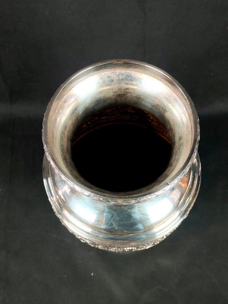 19th Century Vase In Silver Metal-photo-4