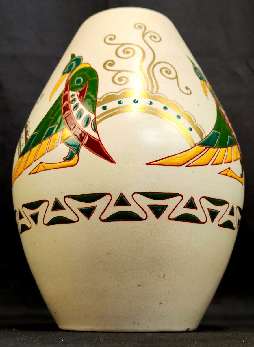 Vase Art Déco Aux Pélicans égyptiens -circa 1930-photo-3