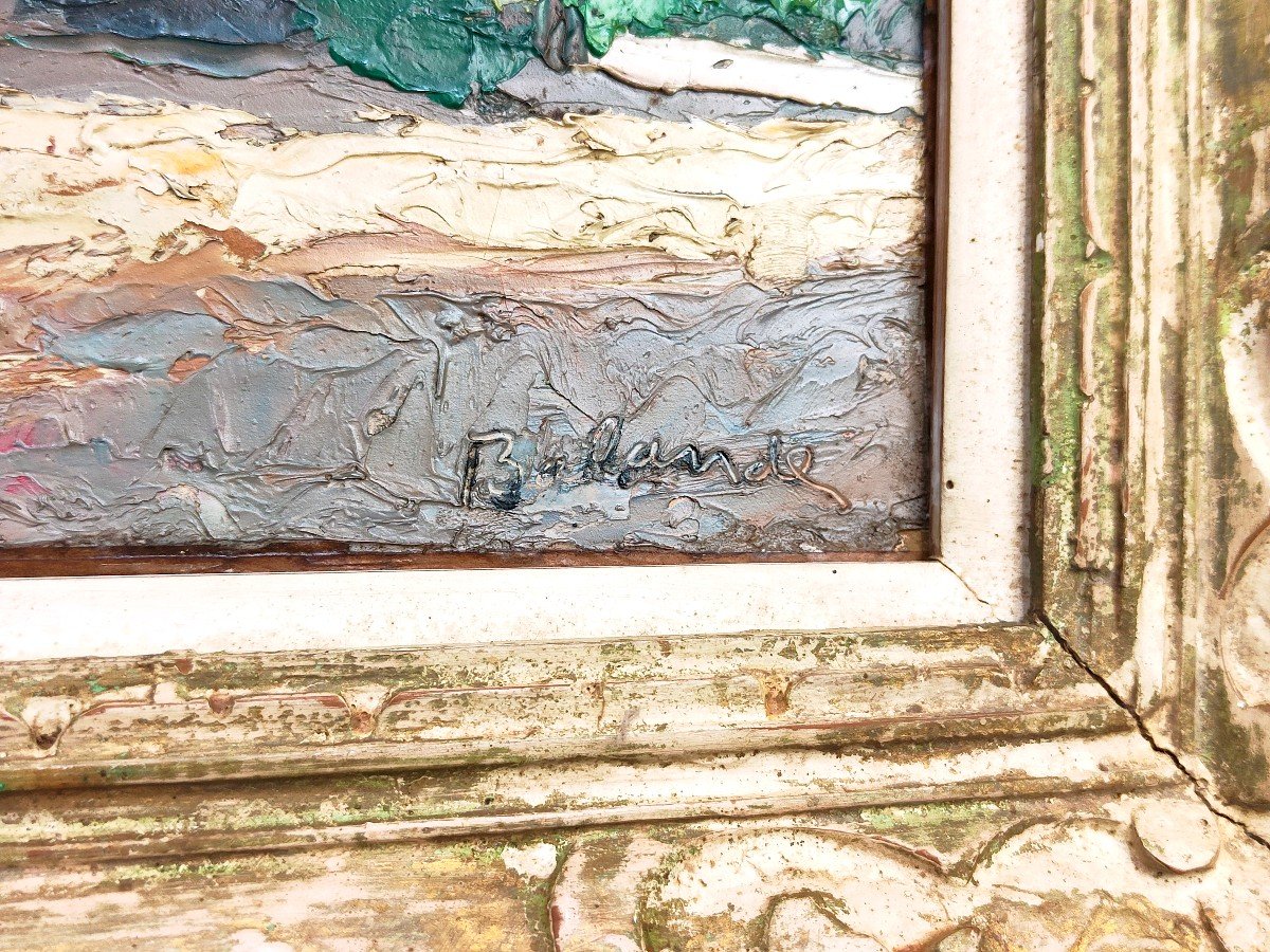 Huile Sur Toile Gaston Balande : Jardin à Senneville (Normandie) - Circa 1925-photo-2