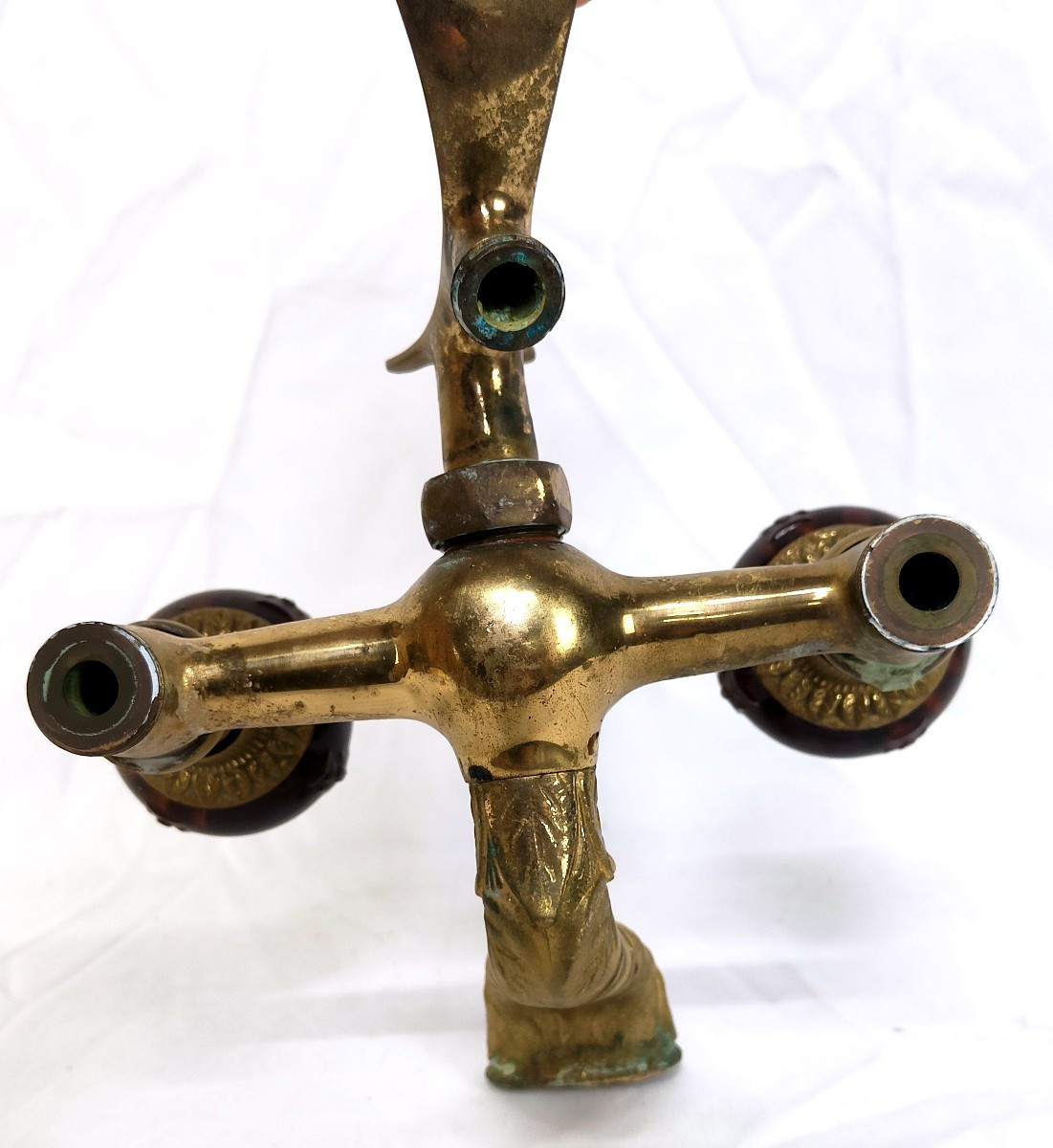 Early 20th Century Baroque Bronze Bathtub Faucet-photo-3