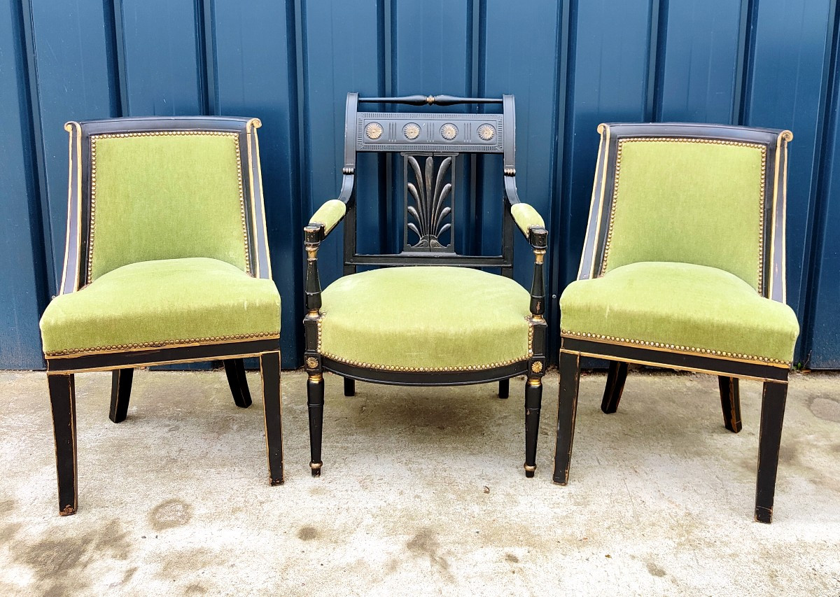 Pair Of Directoire Period Chairs And Armchair
