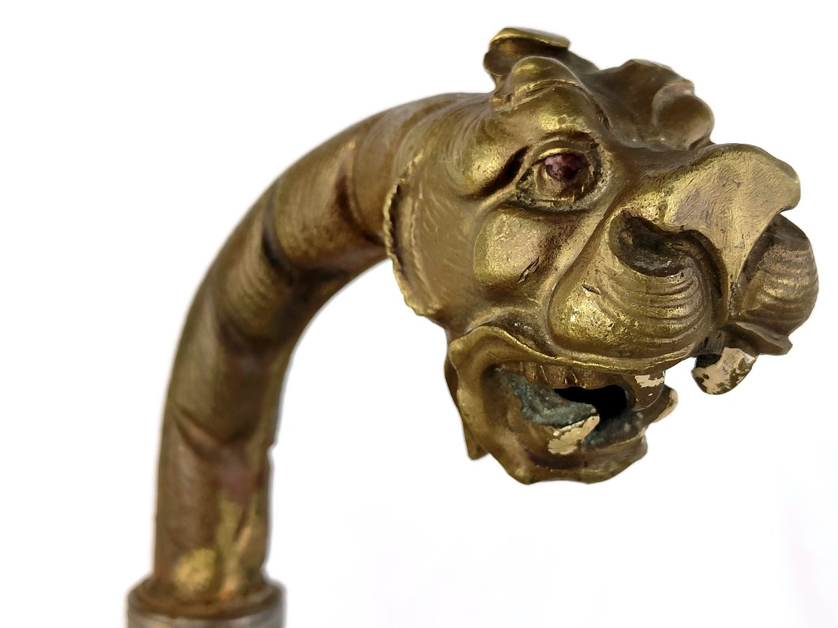 Indochinese Bronze Cane, Early 20th Century-photo-2
