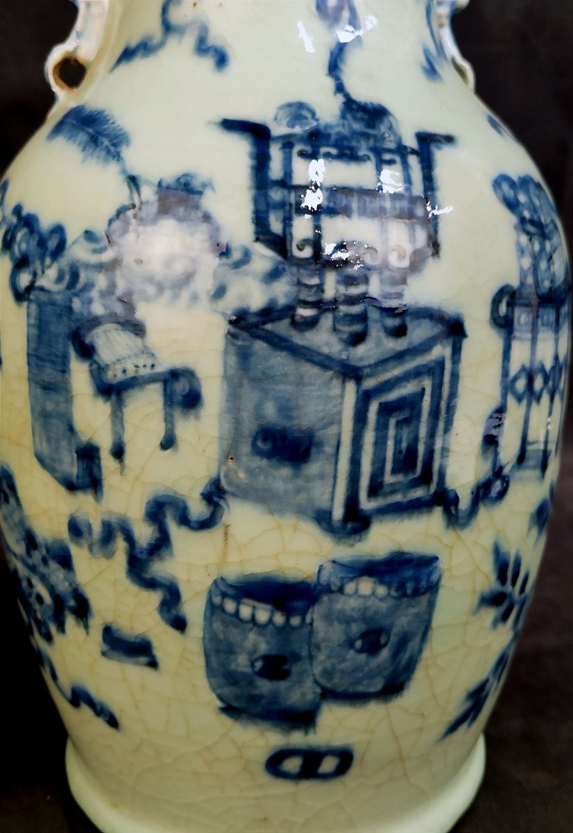 19th Century China: Celadon Baluster Porcelain Vase -photo-3