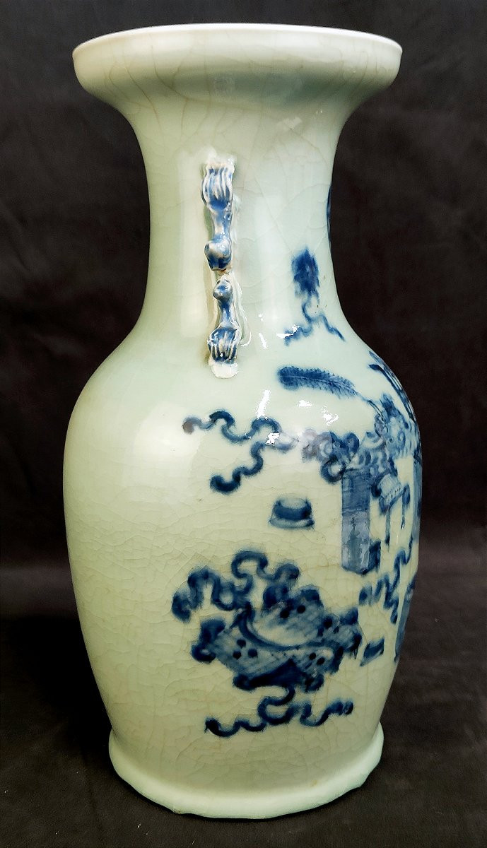 19th Century China: Celadon Baluster Porcelain Vase -photo-1