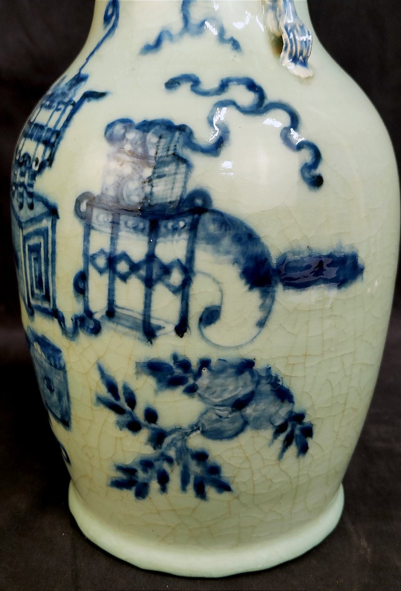 19th Century China: Celadon Baluster Porcelain Vase -photo-4