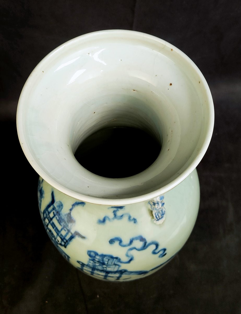 19th Century China: Celadon Baluster Porcelain Vase -photo-5