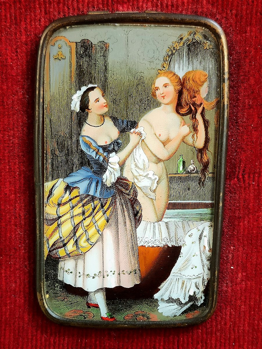 Verre églomisé érotique XIXème-photo-4