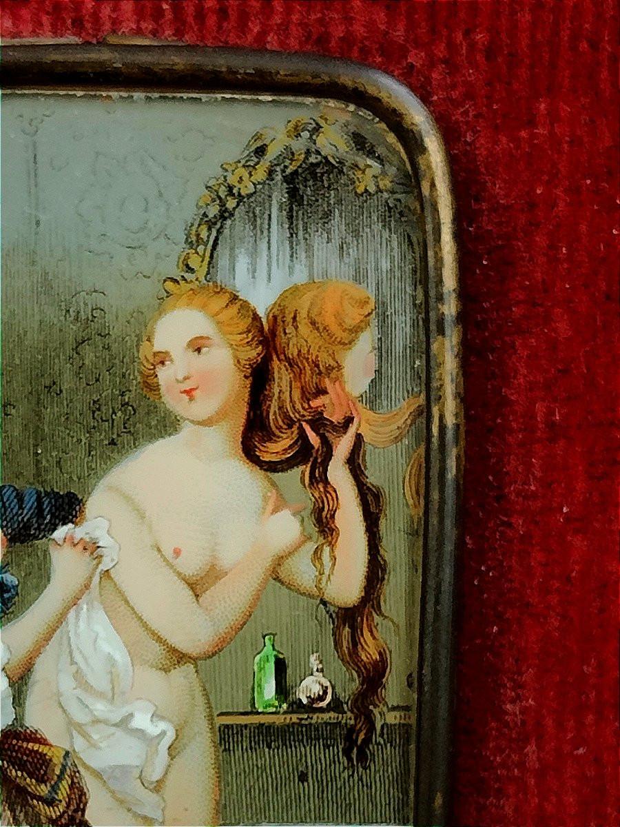 Verre églomisé érotique XIXème-photo-1