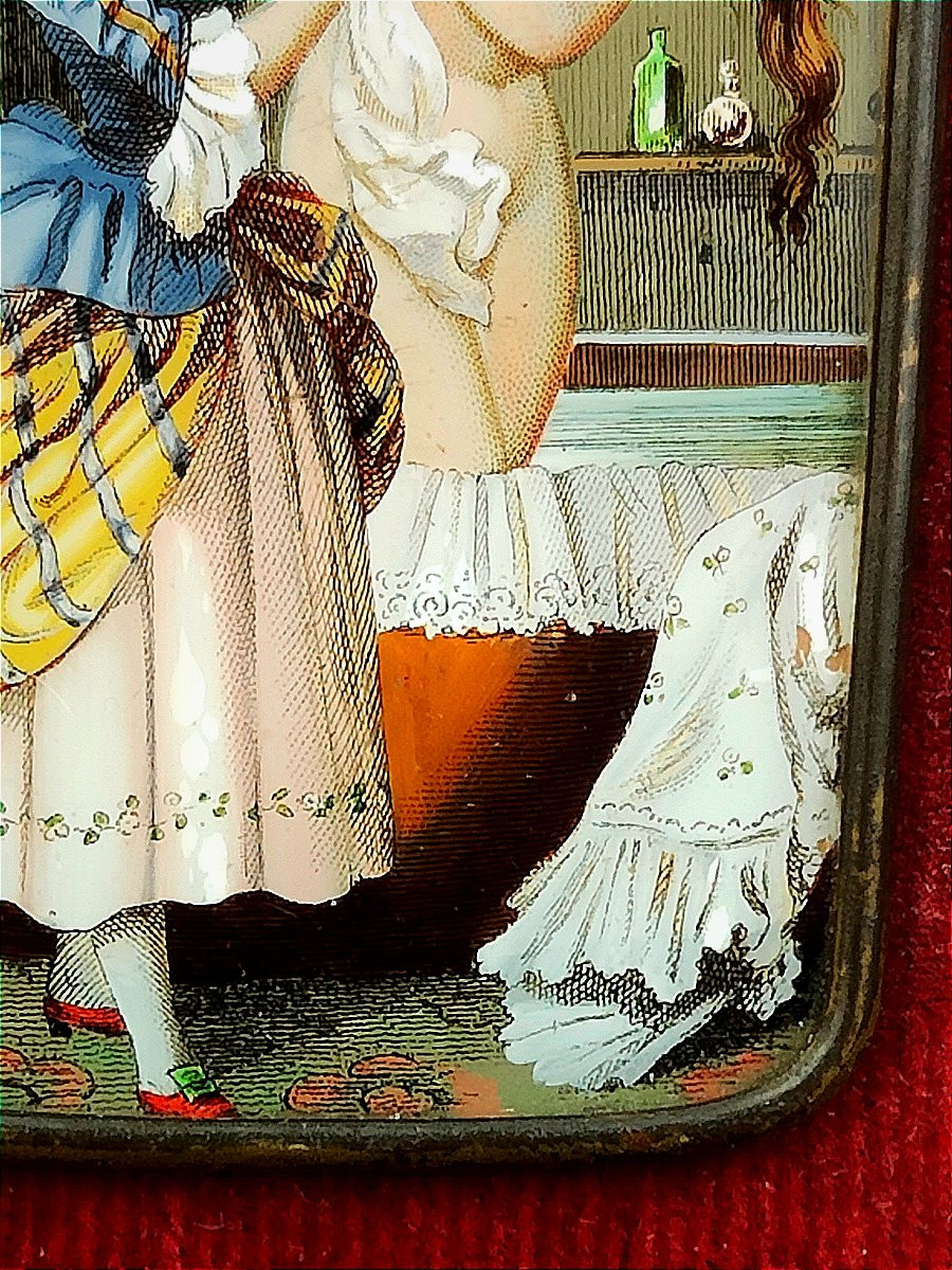 Verre églomisé érotique XIXème-photo-3