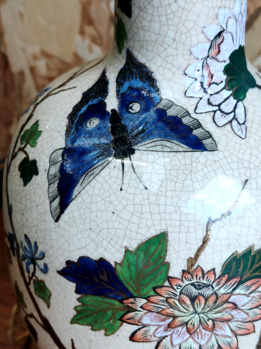 Art Nouveau Porcelain Table Lamp With Japanese Decoration-photo-1