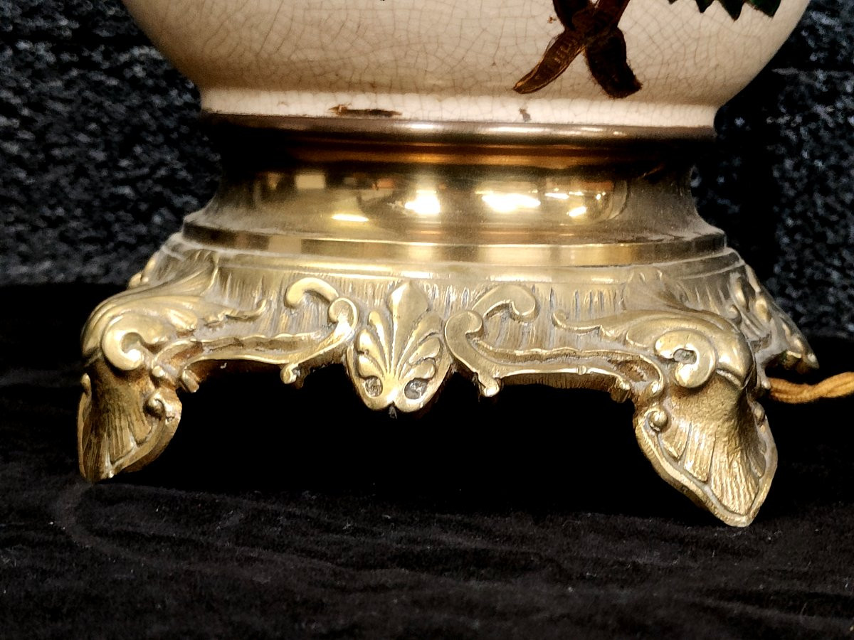 Art Nouveau Porcelain Table Lamp With Japanese Decoration-photo-4