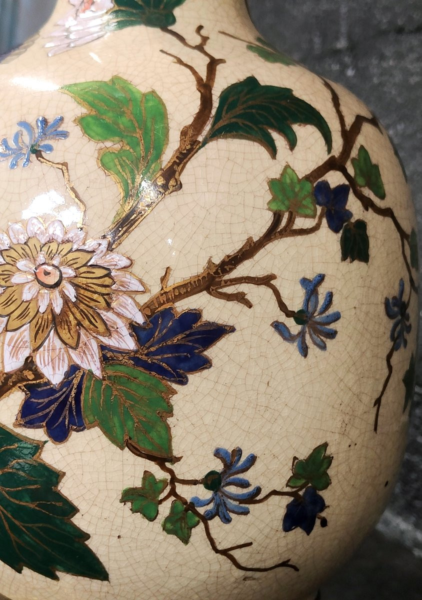 Art Nouveau Porcelain Table Lamp With Japanese Decoration-photo-6