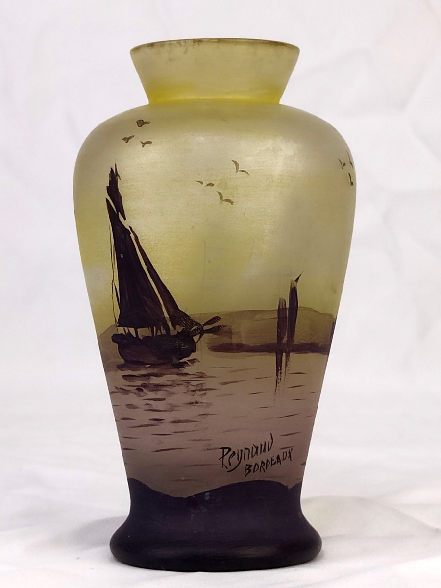 Jean-Simon PEYNAUD (1869-1952) : vase en pâte de verre à décor peint-photo-2