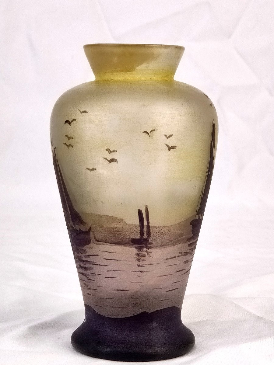 Jean-Simon PEYNAUD (1869-1952) : vase en pâte de verre à décor peint-photo-3