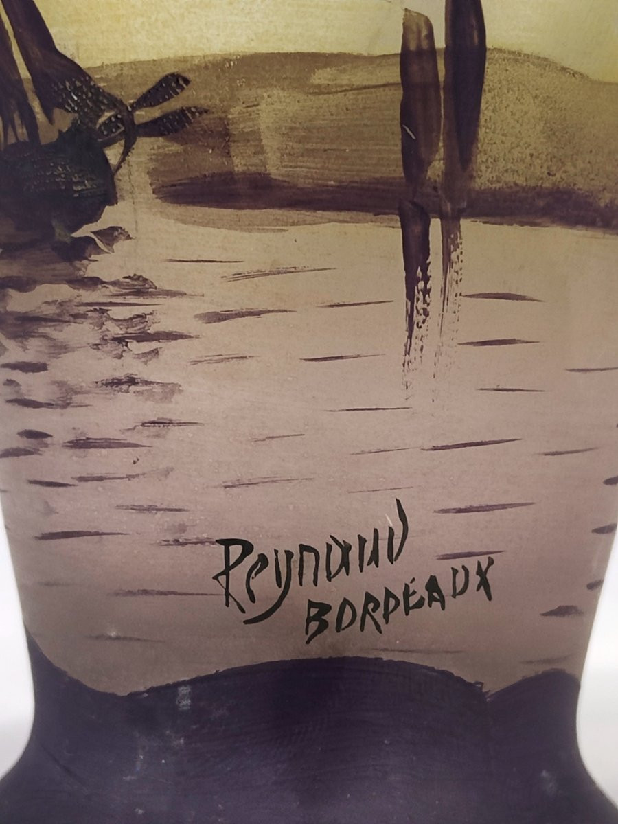 Jean-Simon PEYNAUD (1869-1952) : vase en pâte de verre à décor peint-photo-1